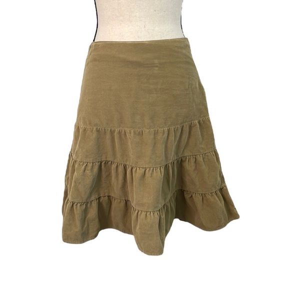 American Eagle Outfitters Dresses & Skirts - Tan Khaki Corduroy A-Line Tiered Knee Length Boho Skirt American Eagle size 0